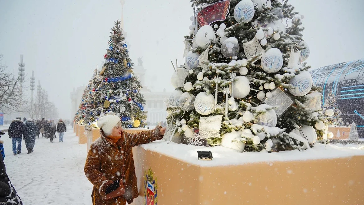Veniz, Krestetsky snowflakes, Yelets lace - unique openwork products decorate the VDNH New Year tree alley