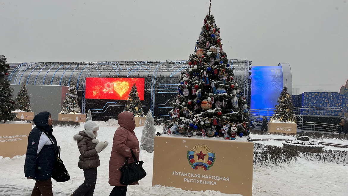 Ancient sacred symbols protect the Lugansk Republic Christmas tree at VDNH