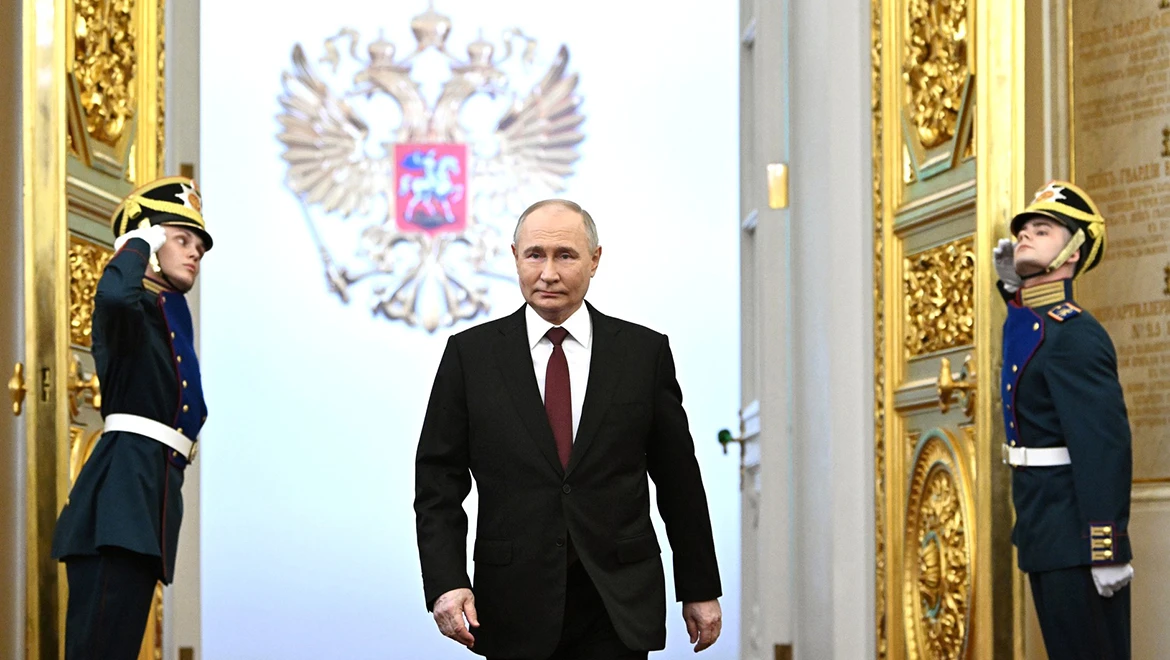 The inauguration of President Vladimir Putin was broadcast at the RUSSIA EXPO
