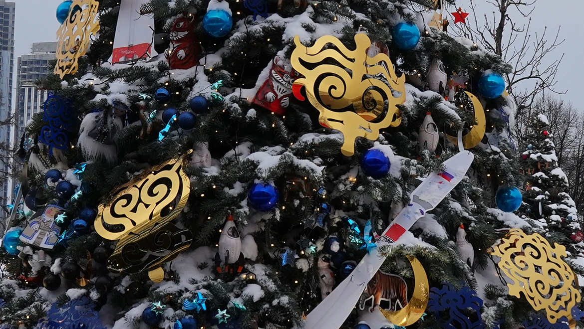 New Year tree of the Amur region: cosmodrome in ornaments and famous tigers