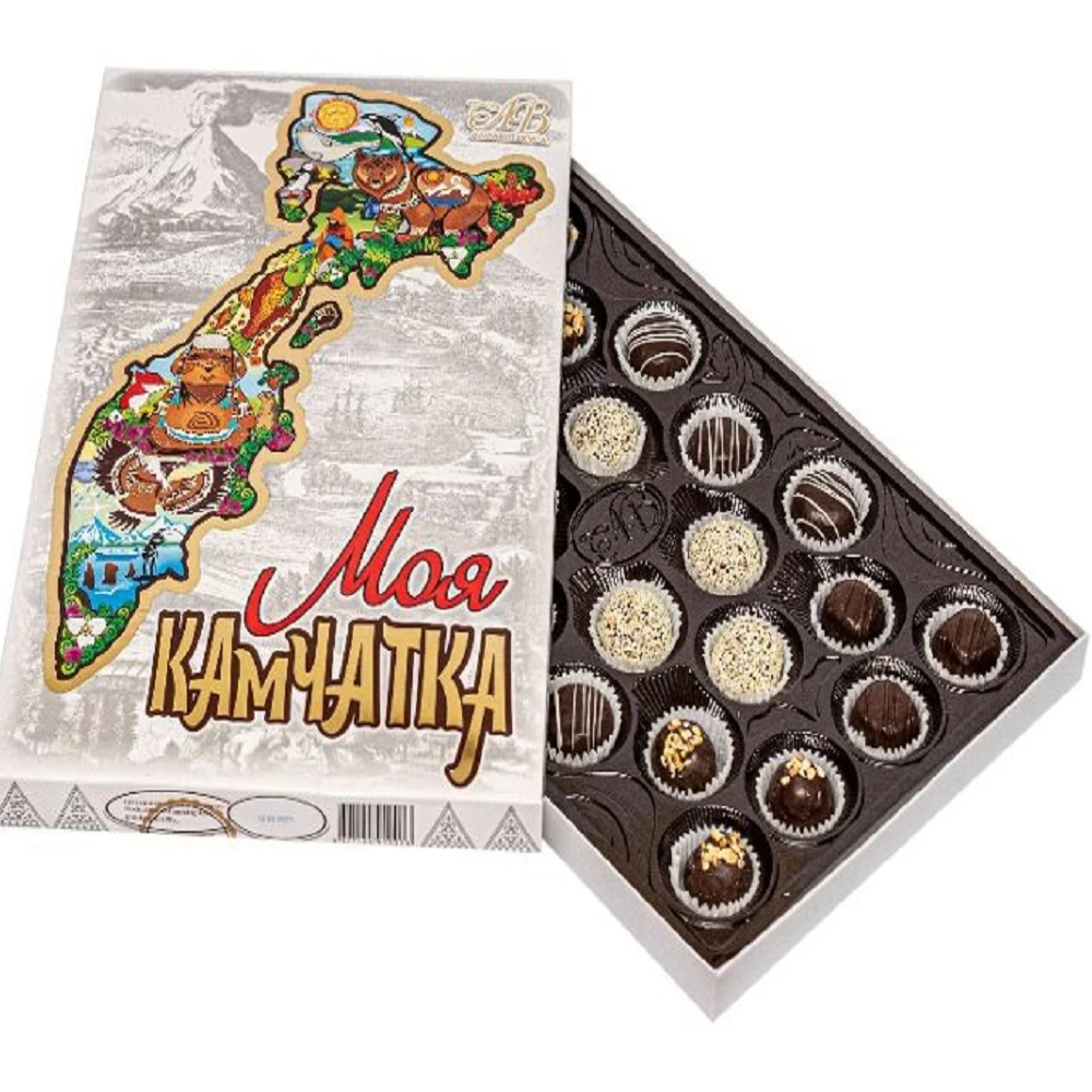 Handmade candies in chocolate coating