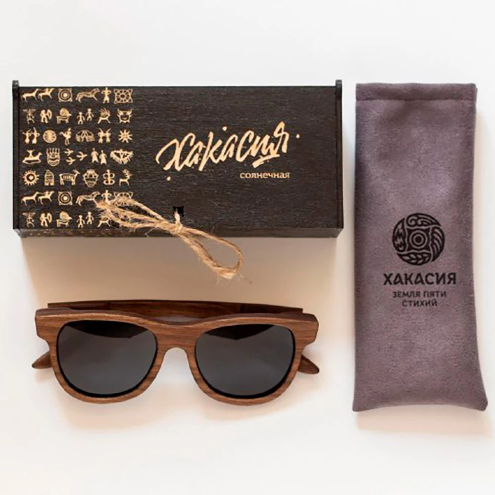 Glasses in a frame made of wood